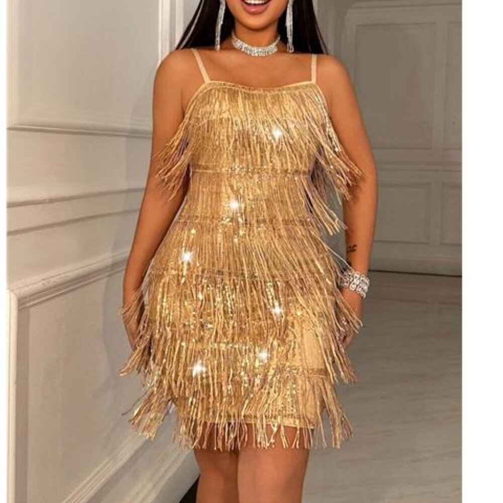 NEW -‎ Elegant Slim Fit Sleeveless Sequin Spaghetti Strap Dress Mini